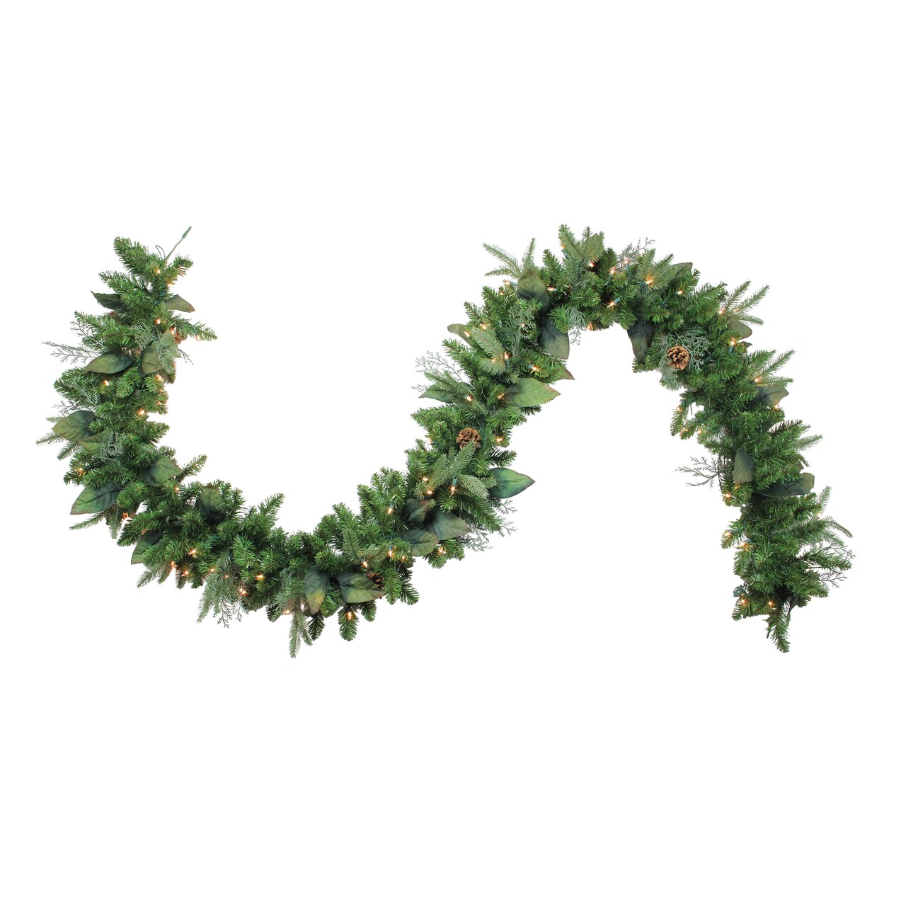Northlight Pre-Lit Mixed Winter Pine Artificial Christmas Garland - 9' x 12" - Clear Incandescent Lights